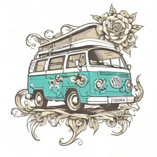 Vw t5 transporter campervan tattoo design idea