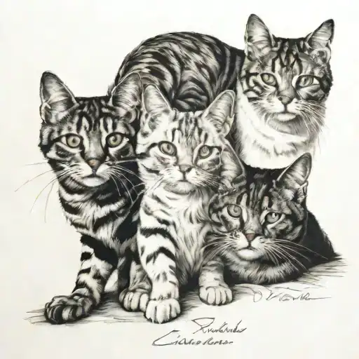 friends show, cats and dogs tattoo design idea