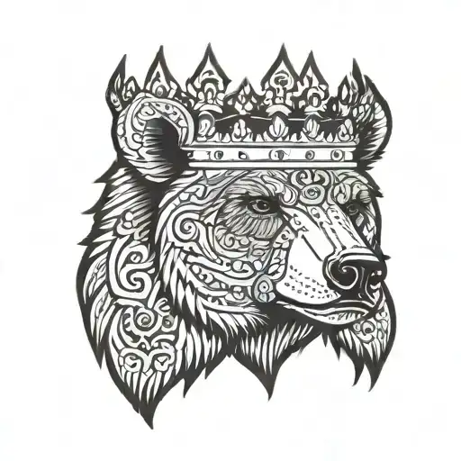 Bear with crown tattoo design idea