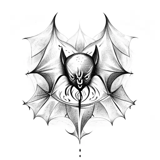 A gothic-style bat emerging from a swirling vortex tattoo design idea