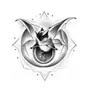 A gothic-style bat emerging from a swirling vortex tattoo design idea