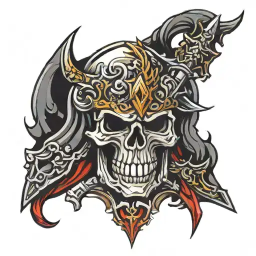 skull knight tattoo design idea
