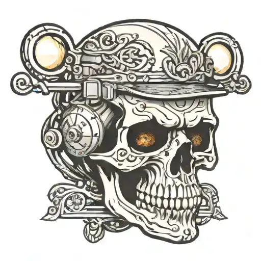 skull handlebars headlight tattoo design idea
