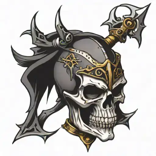 skull knight harley davidson tattoo design idea