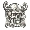 skull handlebars headlight tattoo design idea