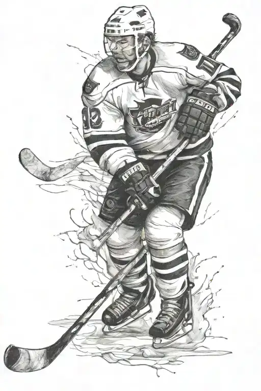 hockey player tattoo design idea