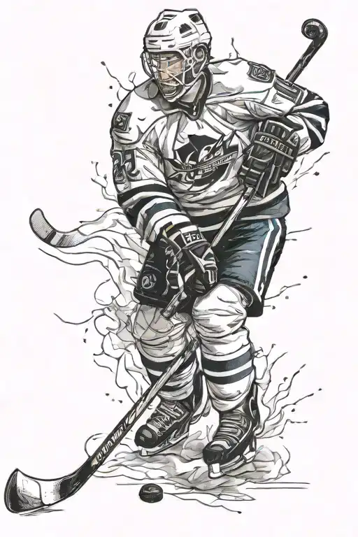 hockey player tattoo design idea