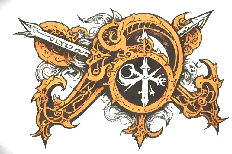 Harsh name tattoo with trishul trident tattoo design idea