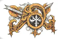 Harsh name tattoo with trishul trident tattoo design idea