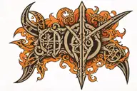 Harsh name tattoo with trishul trident tattoo design idea