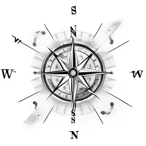 A compass with a trail of footprints leading towards true north tattoo design idea
