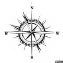 minimalist compass with foot steps walking to true north tattoo design idea