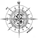minimalist compass with foot steps walking to true north tattoo design idea