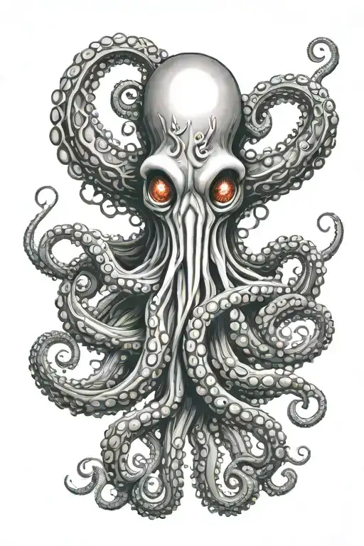 tattoo on the wrist in the form of a mystical octopus with eight tentacles in a hood without a face tattoo design idea