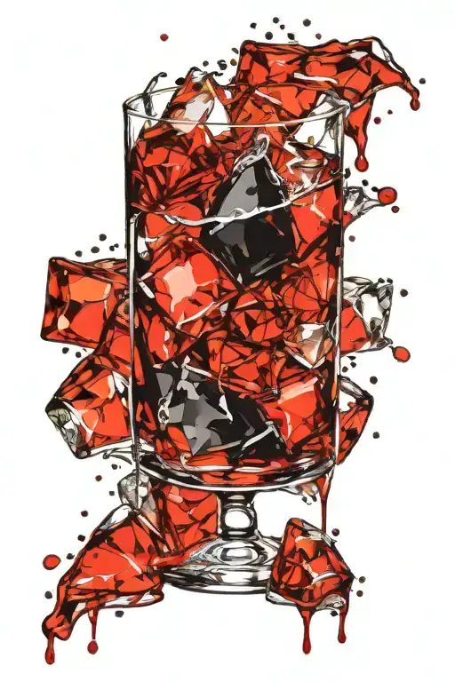 bourbon glass with ice tattoo design idea