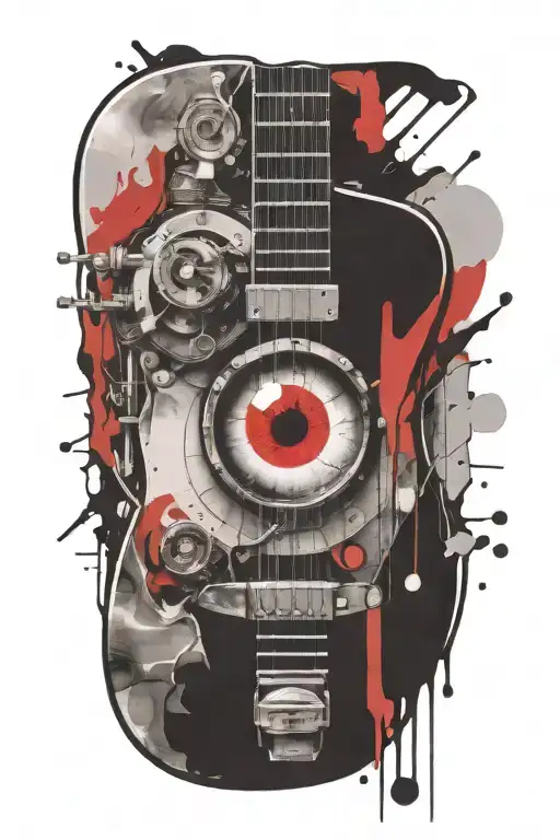 eye with a guitar  tattoo design idea