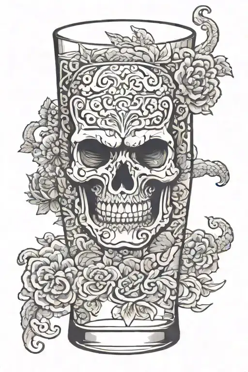 bourbon glass  tattoo design idea