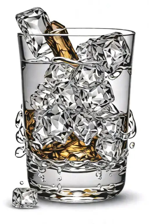 bourbon glass with ice tattoo design idea