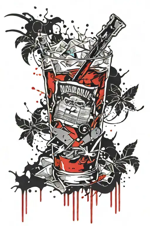 bourbon glass  tattoo design idea