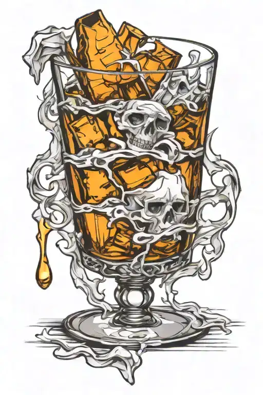 bourbon glass  tattoo design idea