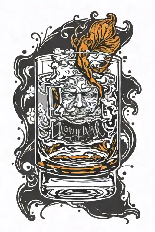 bourbon glass  tattoo design idea