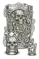 bourbon glass with ice tattoo design idea