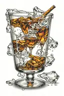 bourbon glass  tattoo design idea