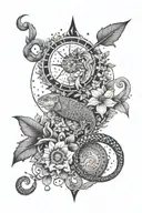 astrological signs capricorn, Cancer, fish, star, flower, family plant tattoo design idea
