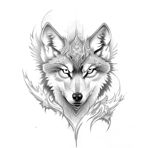 phoenix with wolf tattoo design idea