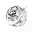 phoenix with wolf tattoo design idea