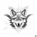 phoenix with wolf tattoo design idea