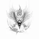 phoenix with wolf tattoo design idea