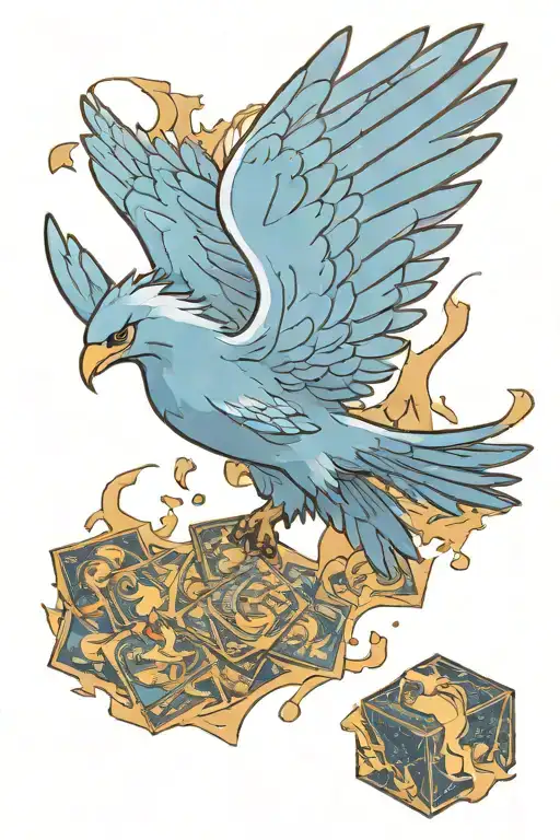 Articuno flying out of Pokemon card, labelled 'Hugo's Articuno' tattoo design idea