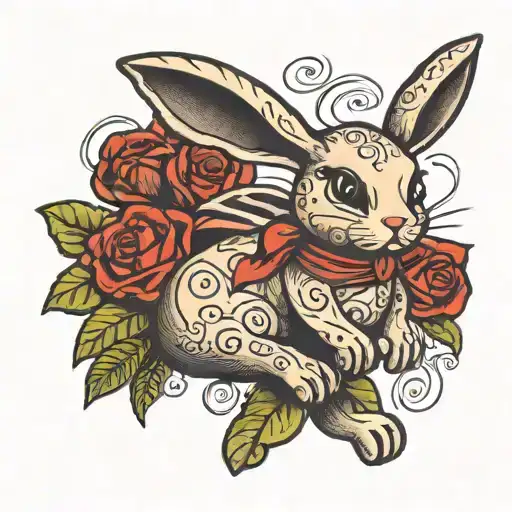 Voodoo doll like bunny rabbit tattoo design idea