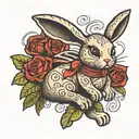 Voodoo doll like bunny rabbit tattoo design idea