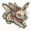 Voodoo doll like bunny rabbit tattoo design idea