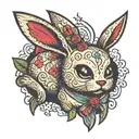 Voodoo doll like bunny rabbit tattoo design idea