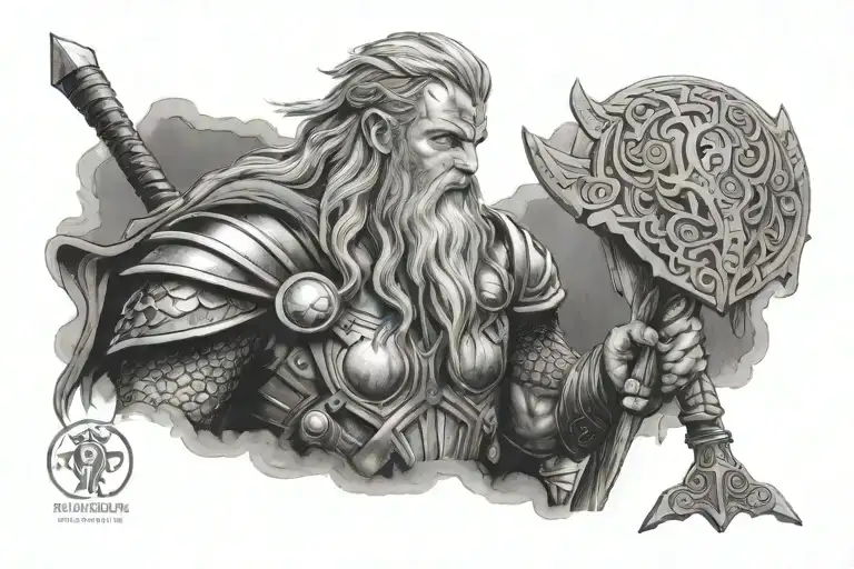 Thor norse mythology tattoo design idea