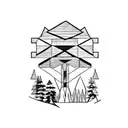 log cabin, woods tattoo design idea