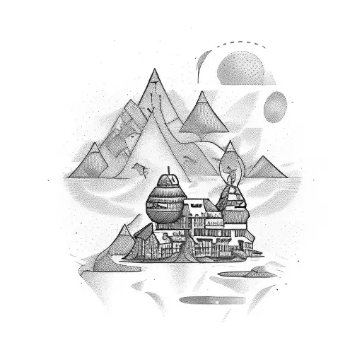 île voyage abandonné financière  tattoo design idea