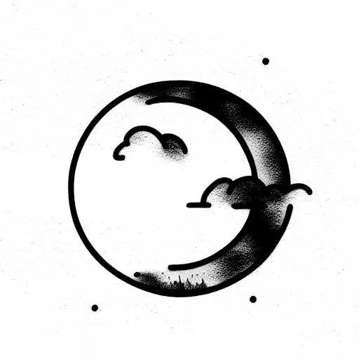 moon and cloud tattoo design idea