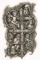 cross family religious  tattoo design idea