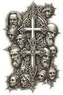 cross family religious  tattoo design idea