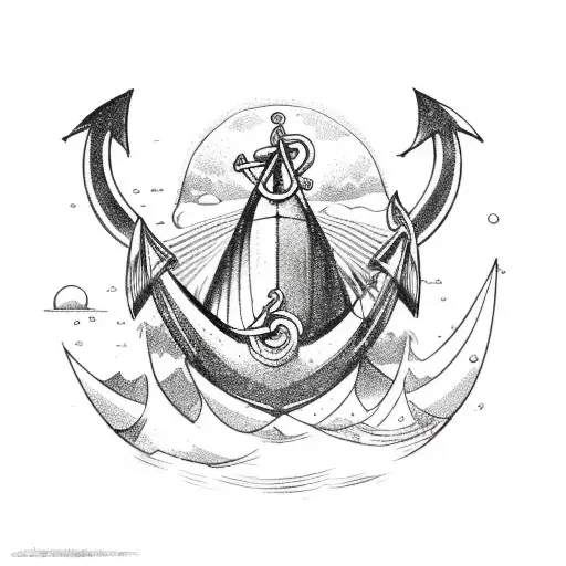 Anchor,wave,fish,eye tattoo design idea