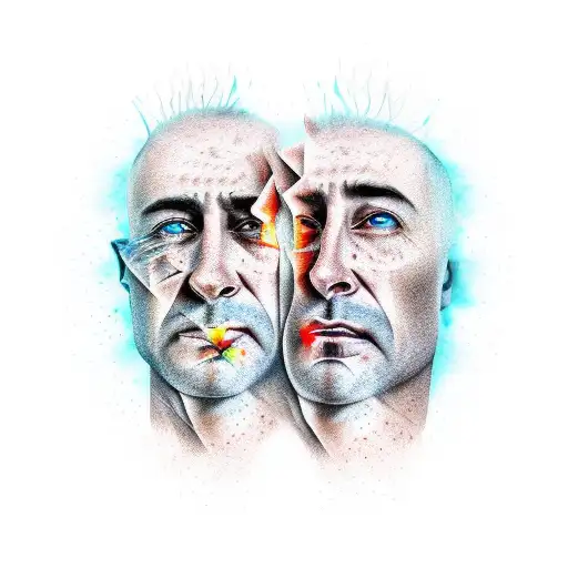 men crying with tears scars and stars tattoo design idea