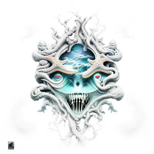 mistical creature with power, respect and thing related to the sea tattoo design idea