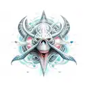 mistical creature with power, respect and thing related to the sea tattoo design idea