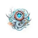 mistical creature with power, respect and thing related to the sea tattoo design idea