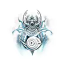 mistical creature with power, respect and thing related to the sea tattoo design idea
