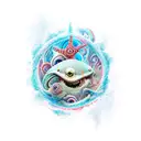 mistical creature with power, respect and thing related to the sea tattoo design idea